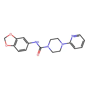 N-(1,3-benzodioxol-5-yl)-4-(2-pyridinyl)tetrahydro-1(2H)-pyrazinecarboxamide structure