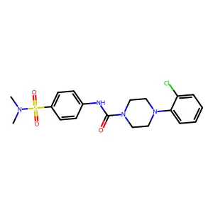 4-(2-chlorophenyl)-N-[4-(dimethylsulfamoyl)phenyl]piperazine-1-carboxamide structure