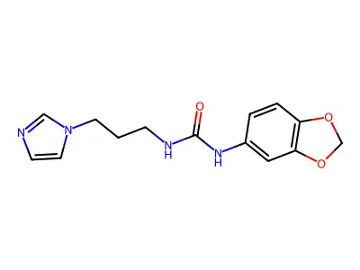 N-(1,3-benzodioxol-5-yl)-N'-[3-(1H-imidazol-1-yl)propyl]urea structure