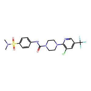 4-[3-chloro-5-(trifluoromethyl)pyridin-2-yl]-N-[4-(dimethylsulfamoyl)phenyl]piperazine-1-carboxamide structure