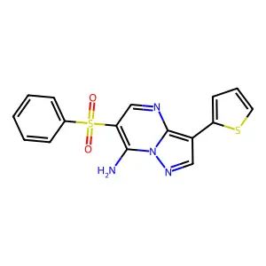 6-(Phenylsulfonyl)-3-(2-thienyl)pyrazolo[1,5-a]pyrimidin-7-amine structure
