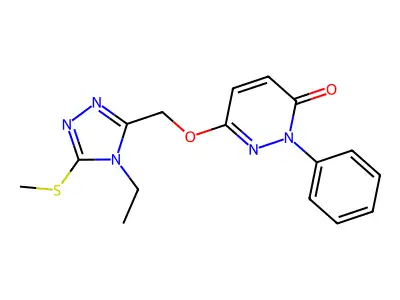 6-{[4-ethyl-5-(methylsulfanyl)-4H-1,2,4-triazol-3-yl]methoxy}-2-phenyl-3(2H)-pyridazinone structure