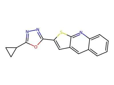 2-(5-Cyclopropyl-1,3,4-oxadiazol-2-yl)thieno[2,3-b]quinoline structure
