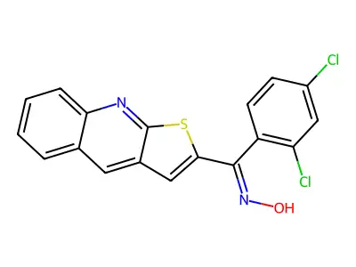 N-[(2,4-dichlorophenyl)-thieno[2,3-b]quinolin-2-ylmethylidene]hydroxylamine structure