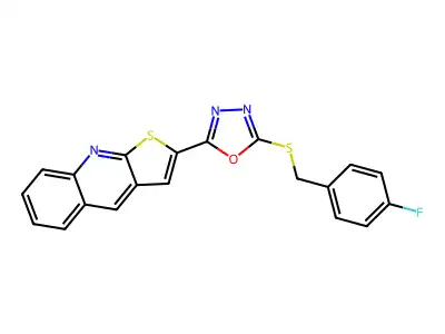 2-{5-[(4-Fluorobenzyl)sulfanyl]-1,3,4-oxadiazol-2-yl}thieno[2,3-b]quinoline structure
