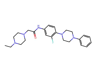 2-(4-ethylpiperazin-1-yl)-N-[3-fluoro-4-(4-phenylpiperazin-1-yl)phenyl]acetamide structure