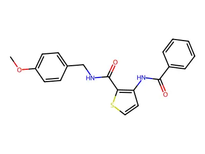 3-benzamido-N-[(4-methoxyphenyl)methyl]thiophene-2-carboxamide structure
