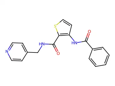 3-benzamido-N-(pyridin-4-ylmethyl)thiophene-2-carboxamide structure