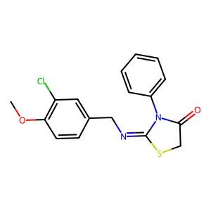 2-[(3-Chloro-4-methoxybenzyl)imino]-3-phenyl-1,3-thiazolan-4-one structure