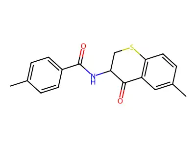 4-methyl-N-(6-methyl-4-oxo-3,4-dihydro-2H-thiochromen-3-yl)benzenecarboxamide structure