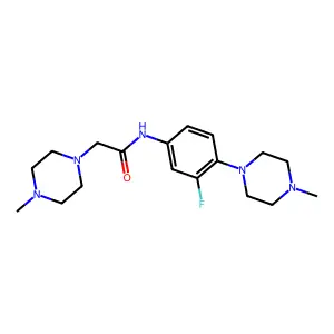 N-[3-fluoro-4-(4-methylpiperazin-1-yl)phenyl]-2-(4-methylpiperazin-1-yl)acetamide structure