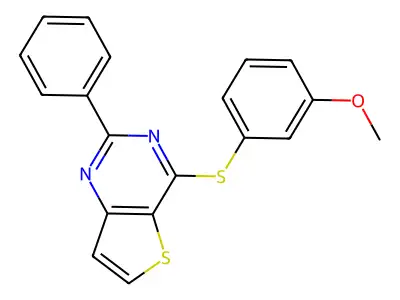 Methyl 3-[(2-phenylthieno[3,2-d]pyrimidin-4-yl)sulfanyl]phenyl ether structure