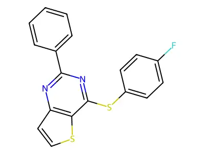 4-Fluorophenyl 2-phenylthieno[3,2-d]pyrimidin-4-yl sulfide structure