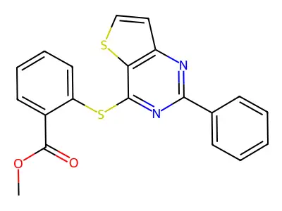 Methyl 2-[(2-phenylthieno[3,2-d]pyrimidin-4-yl)sulfanyl]benzenecarboxylate structure
