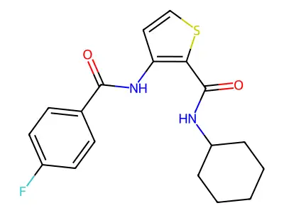 N-cyclohexyl-3-[(4-fluorobenzoyl)amino]-2-thiophenecarboxamide structure