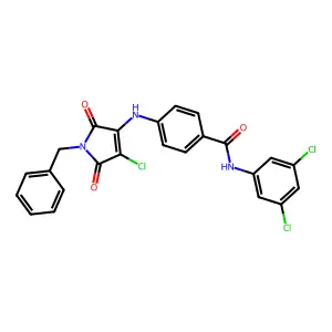 4-[(1-benzyl-4-chloro-2,5-dioxopyrrol-3-yl)amino]-N-(3,5-dichlorophenyl)benzamide structure