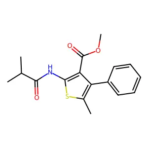 Methyl 5-methyl-2-(2-methylpropanoylamino)-4-phenylthiophene-3-carboxylate structure
