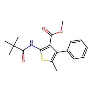 Methyl 2-(2,2-dimethylpropanoylamino)-5-methyl-4-phenylthiophene-3-carboxylate structure