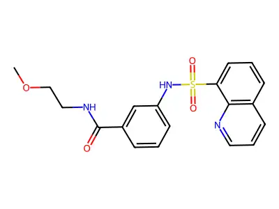 N-(2-methoxyethyl)-3-(quinolin-8-ylsulfonylamino)benzamide structure