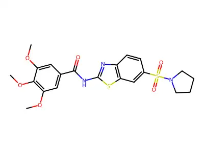 3,4,5-trimethoxy-N-[(2E)-6-(pyrrolidin-1-ylsulfonyl)-1,3-benzothiazol-2(3H)-ylidene]benzamide structure