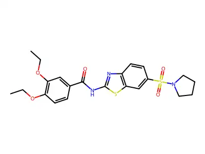 3,4-diethoxy-N-(6-(pyrrolidin-1-ylsulfonyl)benzo[d]thiazol-2-yl)benzamide structure