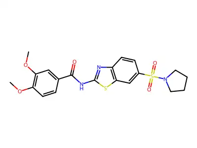 3,4-dimethoxy-N-(6-(pyrrolidin-1-ylsulfonyl)benzo[d]thiazol-2-yl)benzamide structure