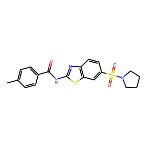 4-methyl-N-(6-(pyrrolidin-1-ylsulfonyl)benzo[d]thiazol-2-yl)benzamide structure