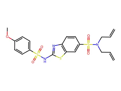N,N-diallyl-2-{[(4-methoxyphenyl)sulfonyl]amino}-1,3-benzothiazole-6-sulfonamide structure