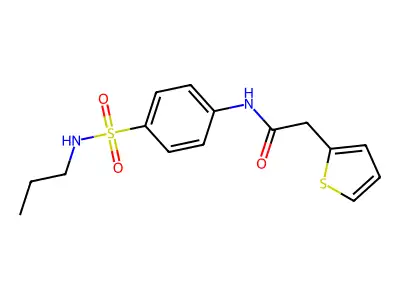 N-{4-[(propylamino)sulfonyl]phenyl}-2-(2-thienyl)acetamide structure
