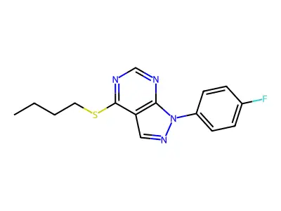 4-(butylthio)-1-(4-fluorophenyl)-1H-pyrazolo[3,4-d]pyrimidine structure