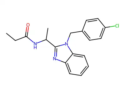 N-({1-[(4-chlorophenyl)methyl]benzimidazol-2-yl}ethyl)propanamide structure