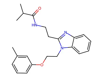 2-methyl-N-[2-[1-[2-(3-methylphenoxy)ethyl]benzimidazol-2-yl]ethyl]propanamide structure