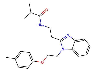 2-methyl-N-[2-[1-[2-(4-methylphenoxy)ethyl]-2-benzimidazolyl]ethyl]propanamide structure