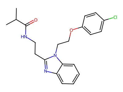 N-[2-[1-[2-(4-chlorophenoxy)ethyl]benzimidazol-2-yl]ethyl]-2-methylpropanamide structure