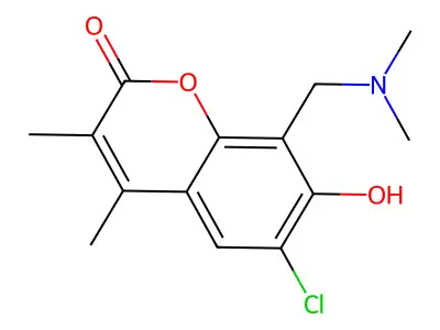 6-Chloro-8-[(dimethylazaniumyl)methyl]-3,4-dimethyl-2-oxochromen-7-olate structure