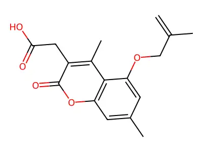 {4,7-dimethyl-5-[(2-methylprop-2-en-1-yl)oxy]-2-oxo-2H-chromen-3-yl}acetic acid structure