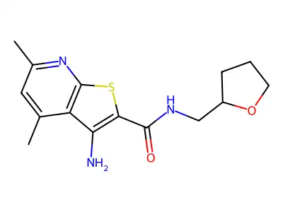 3-amino-4,6-dimethyl-N-[(oxolan-2-yl)methyl]thieno[2,3-b]pyridine-2-carboxamide structure