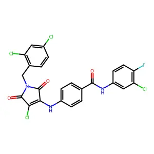 4-((4-Chloro-1-(2,4-dichlorobenzyl)-2,5-dioxo-2,5-dihydro-1H-pyrrol-3-yl)amino)-N-(3-chloro-4-fluorophenyl)benzamide structure
