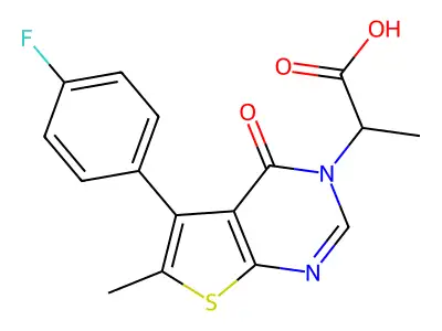 2-[5-(4-Fluorophenyl)-6-methyl-4-oxothieno[2,3-d]pyrimidin-3-yl]propanoic acid structure