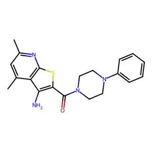 3-Amino-4,6-dimethylthiopheno[2,3-b]pyridin-2-yl 4-phenylpiperazinyl ketone structure