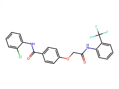 N-(2-chlorophenyl)-4-[2-oxo-2-[2-(trifluoromethyl)anilino]ethoxy]benzamide structure