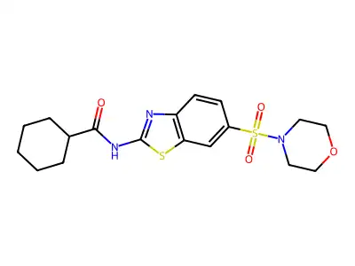N-(6-morpholin-4-ylsulfonyl-1,3-benzothiazol-2-yl)cyclohexanecarboxamide structure
