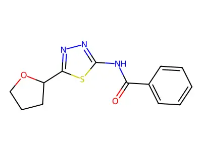 N-[(2E)-5-(tetrahydrofuran-2-yl)-1,3,4-thiadiazol-2(3H)-ylidene]benzamide structure