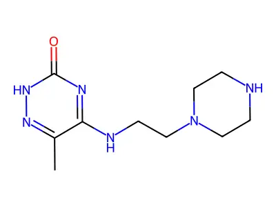6-methyl-5-(2-piperazin-1-ylethylamino)-2H-1,2,4-triazin-3-one structure