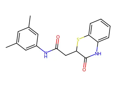 N-(3,5-dimethylphenyl)-2-(3-oxo-3,4-dihydro-2H-1,4-benzothiazin-2-yl)acetamide structure