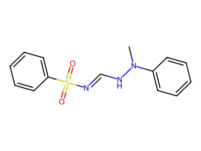 N'-(benzenesulfonyl)-N-(N-methylanilino)methanimidamide structure