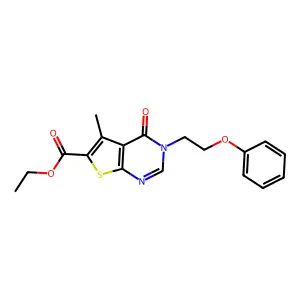 ethyl 5-methyl-4-oxo-3-(2-phenoxyethyl)-3,4-dihydrothieno[2,3-d]pyrimidine-6-carboxylate structure