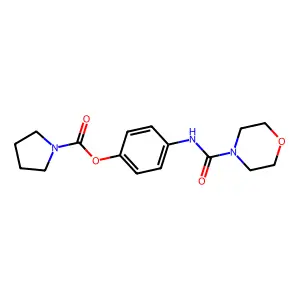 4-(Morpholine-4-carboxamido)phenyl pyrrolidine-1-carboxylate structure