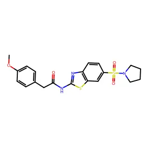 2-(4-methoxyphenyl)-N-(6-(pyrrolidin-1-ylsulfonyl)benzo[d]thiazol-2-yl)acetamide structure