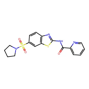 N-[6-(pyrrolidin-1-ylsulfonyl)-1,3-benzothiazol-2-yl]pyridine-2-carboxamide structure